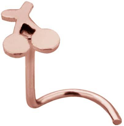 Nasenstecker Spirale Chirurgenstahl roségoldfarbig Kirschen  0.8mm Stärke