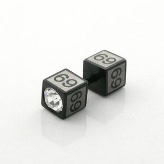 iptqc4 Piercing Fake Ohr 69 Motiv Kristall Cube Stahl Ohrstecker
