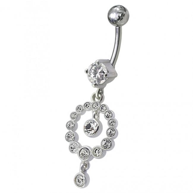 Bauchnabelpiercing Chirurgenstahl 925er Silber-Motiv Kristalldesign