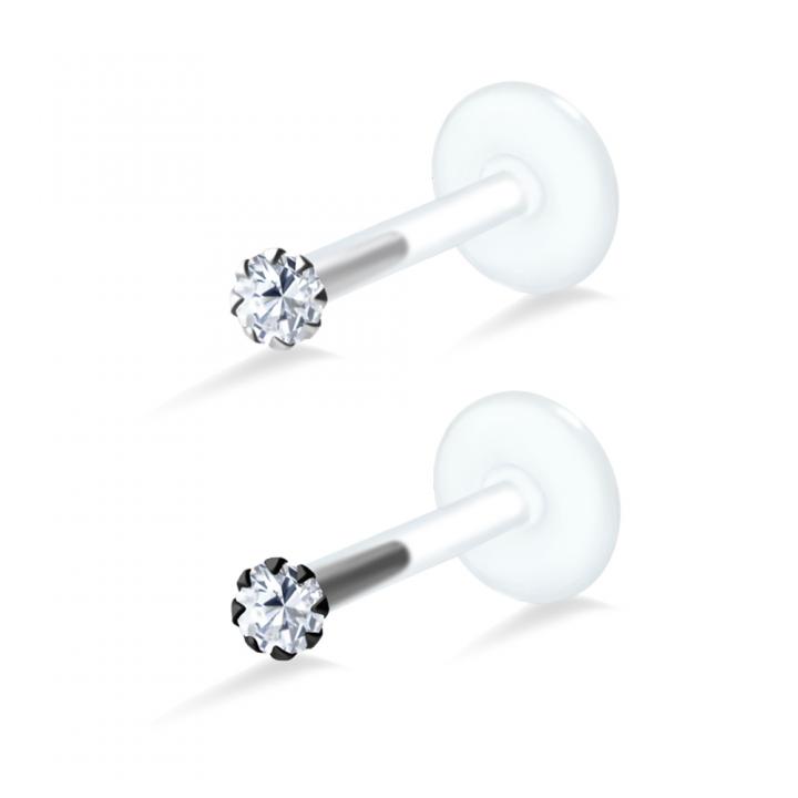 PTFE Tragus Labret Kristalldesign silber schwarz goldfarbig roségoldfarbig