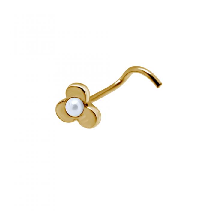 Nasenstecker Spirale Silber Blume + Perle silberfarbig schwarz goldfarbig roségoldfarbig-