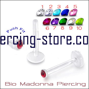 Bioflex Madonna Labret Piercing 2mm-Steckaufsatz mit Kristall