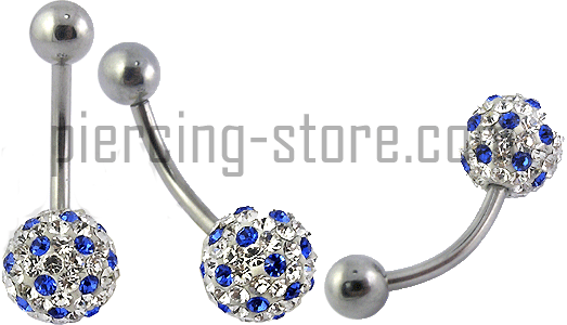 Bauchnabelpiercing Multi Kristall Klar/Dunkelblau Stahl Banane