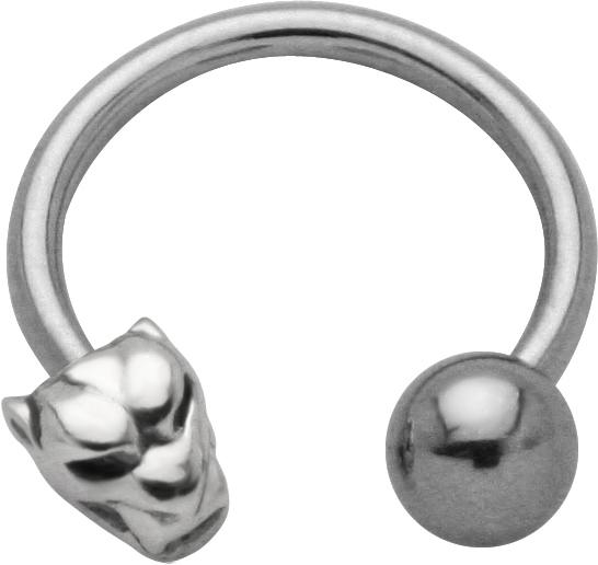 Circular Hufeisen Piercing Tiger seitlich und Kugel Stahl 1,2 x 8 mm