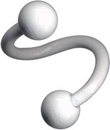 15011 Piercing Spirale Weiss mit Kugeln Stahl 1.2 / 1.6 mm Twister