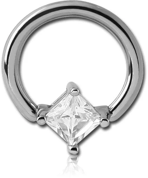 BCR Piercing Ring Kristall quadrat Kugel Klemmring 1,2 u 1,6 mm