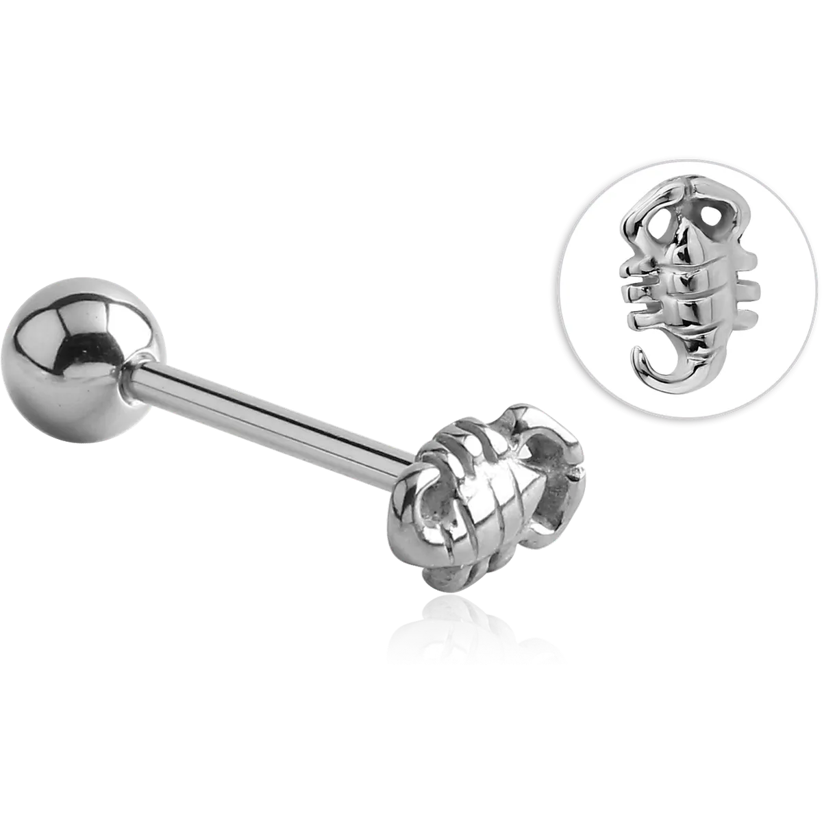 Zungenpiercing Barbell mit Skorpion Motiv Stahl Hantel 1,6mm
