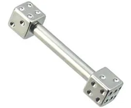 Piercing Barbell zwei Würfel Stahl Hantel 1.2/1.6mm von 6 bis 50mm