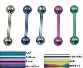 Piercing Barbell aus farbigem Titan anodisiert 1.2mm/1.6mm