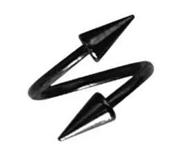 Piercing Spirale schwarz lange Spitzen Stahl 1.2 mm / 1.6 mm Twister