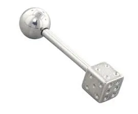 Piercing Barbell mit Würfel Stahl Hantel 1.2/1.6mm von 6 bis 50mm