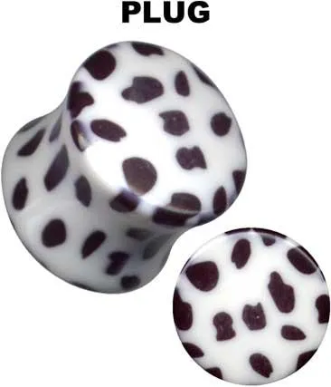 Plug Ohr Piercing Leopard Muster Schwarz/Weiß Acryl 14mm