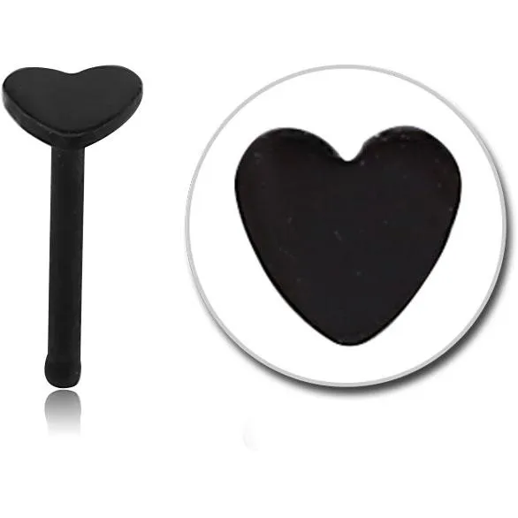 Nasenstecker Pin schwarz Herz Motiv 0.8 Stahl Nasenpiercing gerade