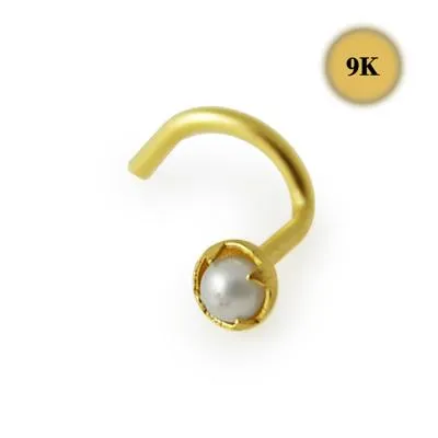 Nasenstecker Spirale mit Perle 9k Echtgold Nasenpiercing mit Geschenkbox