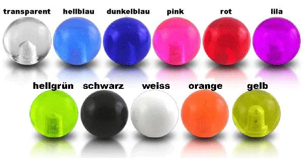 Farbige UV-Acryl Piercing Spitze 11 Farben Verschluss Schraubspitze