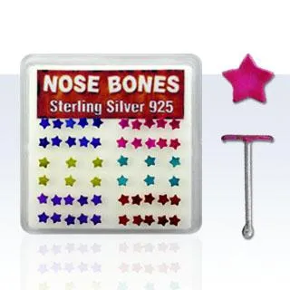 Nasenstecker Pin Stern in 6 Farben Silber Nasenpiercing gerade