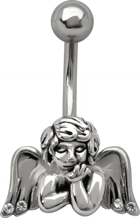 Bauchnabelpiercing Engel mit Kristallsteinen Flügel