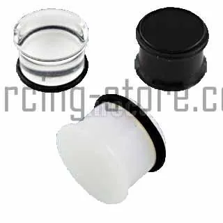 Single Flared Plug Schwarz Weiß Transparent Ohr Piercing Acryl