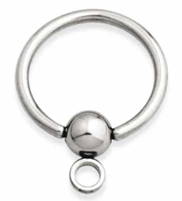 BCR Piercing Ring 4mm Klemmkugel mit Öse für Anhänger Stahl Klemmring