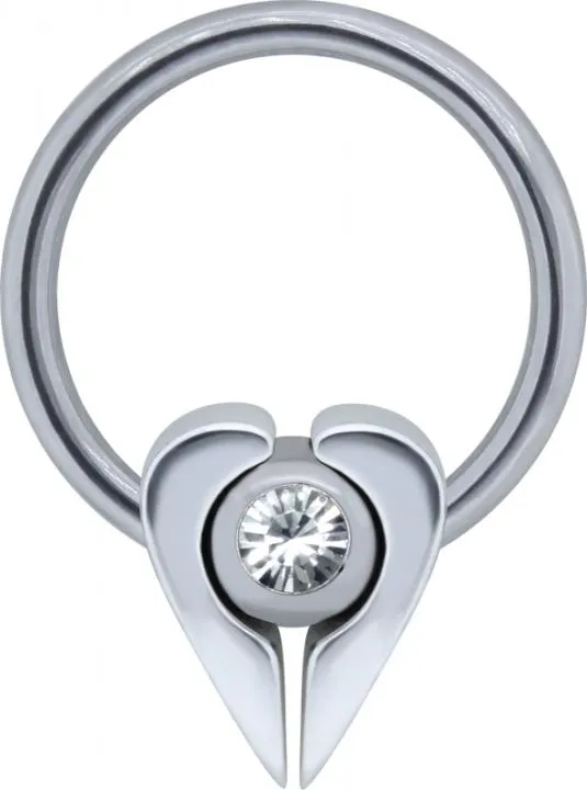 BCR Ring Kristall Herz Stahl Piercing Klemmring 1,2mm
