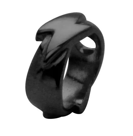 Piercing Saturn Shield schwarz mit Blitz Motiv 3mm/1.2mm Stahl