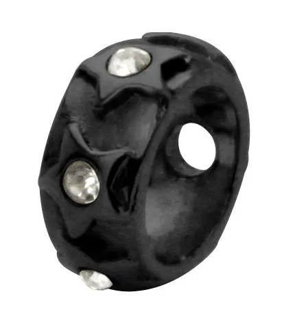 Piercing Saturn Shield schwarz mit Kristall Sterne 5mm/1.6mm Stahl