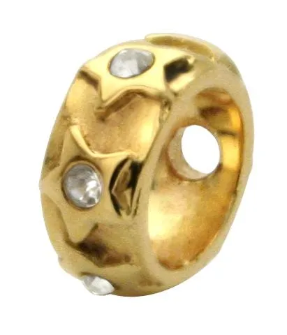 Piercing Saturn Shield goldfarben Kristall Sterne 3mm/1.2mm Stahl