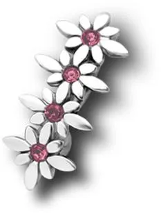Bauchnabelpiercing Blumen Schild Kristall Steine Rosa Motiv oben