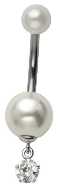 Bauchnabelpiercing Perle mit Kristall Anhänger Stahl Banane 10mm