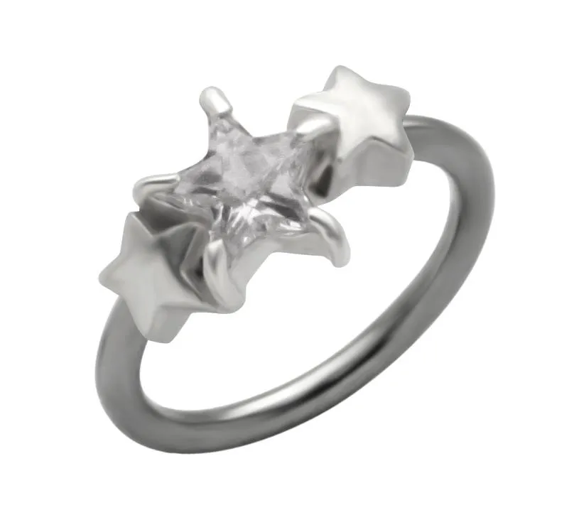 Bauchnabelpiercing Sterne Kristall BCR Piercing Ring Stahl o Titan
