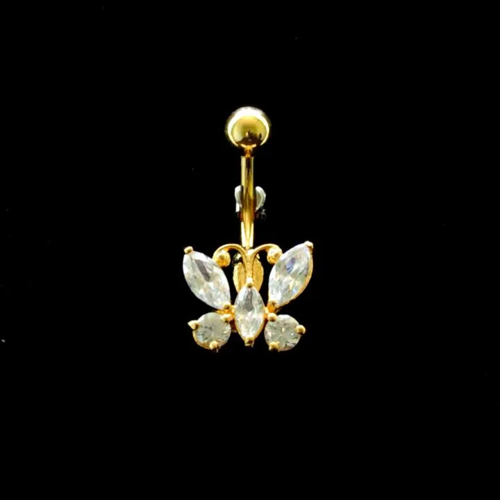 Bauchnabelpiercing Titan 925er Silber-Motiv goldfarbig Schmetterling