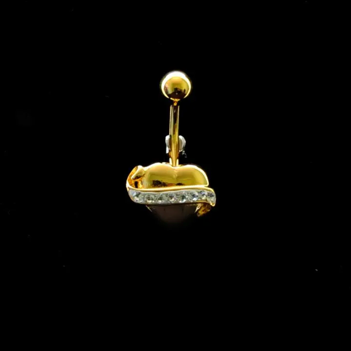 Bauchnabelpiercing Titan 925er Silber-Motiv goldfarbig Herz