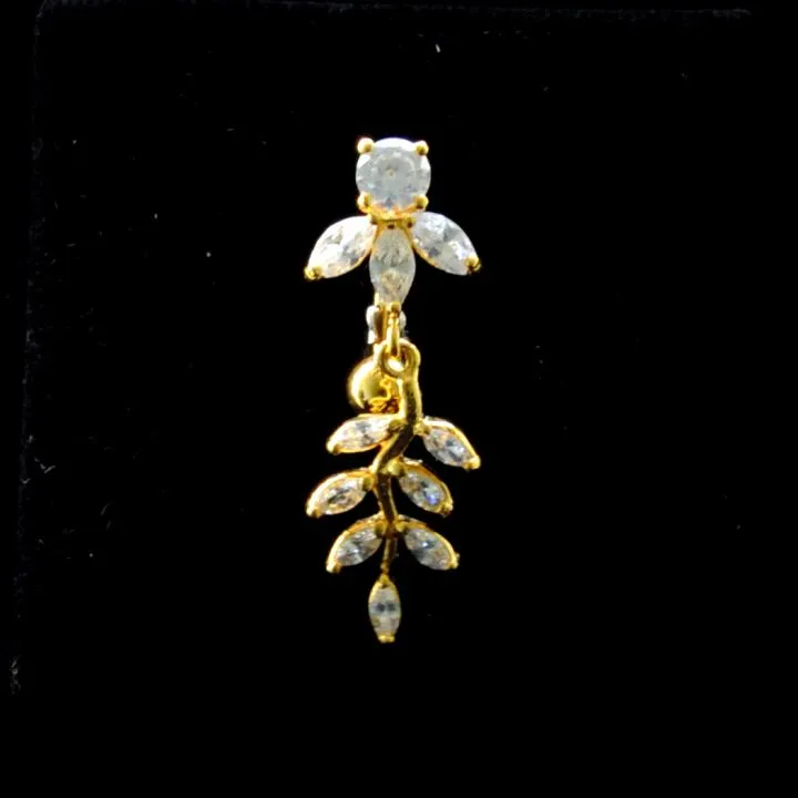 Bauchnabelpiercing Titan 925er Silber-Motiv goldfarbig Blätter