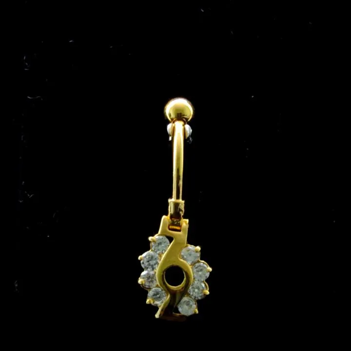 Bauchnabelpiercing Titan 925er Silber-Motiv goldfarbig Kristalldesign