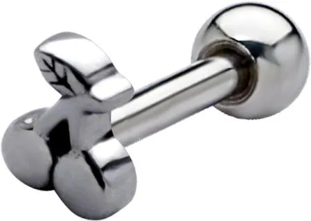 Zungenpiercing Barbell mit Kirsche Motiv Stahl Hantel 1,6mm
