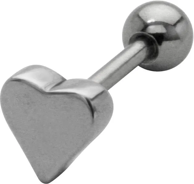 Zungenpiercing Barbell mit Herz Motiv Stahl Hantel 1,6mm