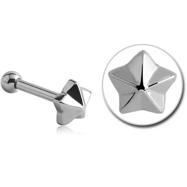 Stahl Piercing Motiv Stern nur Aufsatz oder mit Barbell oder Labret (wählbar)