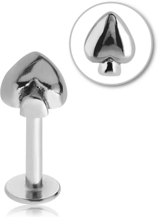 Piercing Labret Pik Zeichen aus Stahl 1,2 mm Stecker von 5 bis 12mm