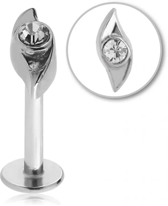 Stahl Piercing Motiv Kristalldesign nur Aufsatz oder mit Barbell oder Labret (wählbar)