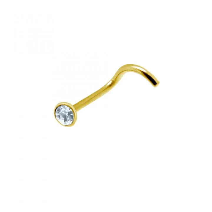 Nasenstecker Spirale Silber 2mm-Kristall silberfarbig schwarz goldfarbig roségoldfarbig