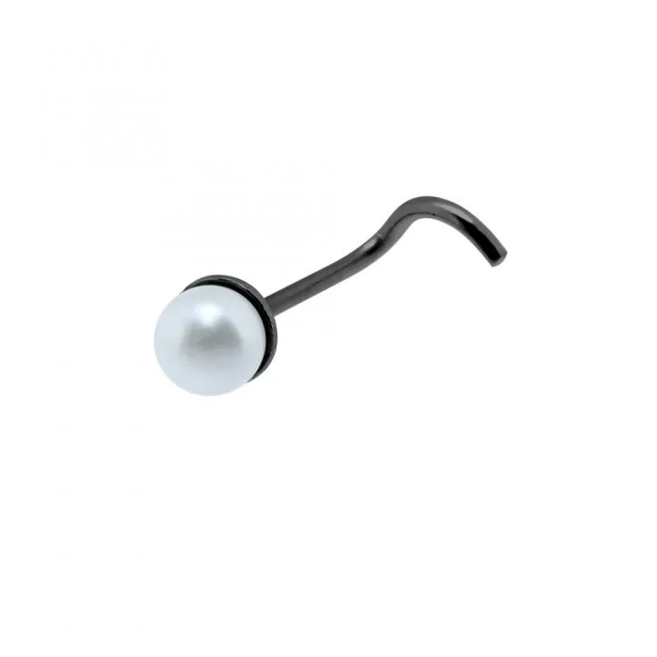 Nasenstecker Spirale Silber 3mm-Perle silberfarbig schwarz goldfarbig roségoldfarbig