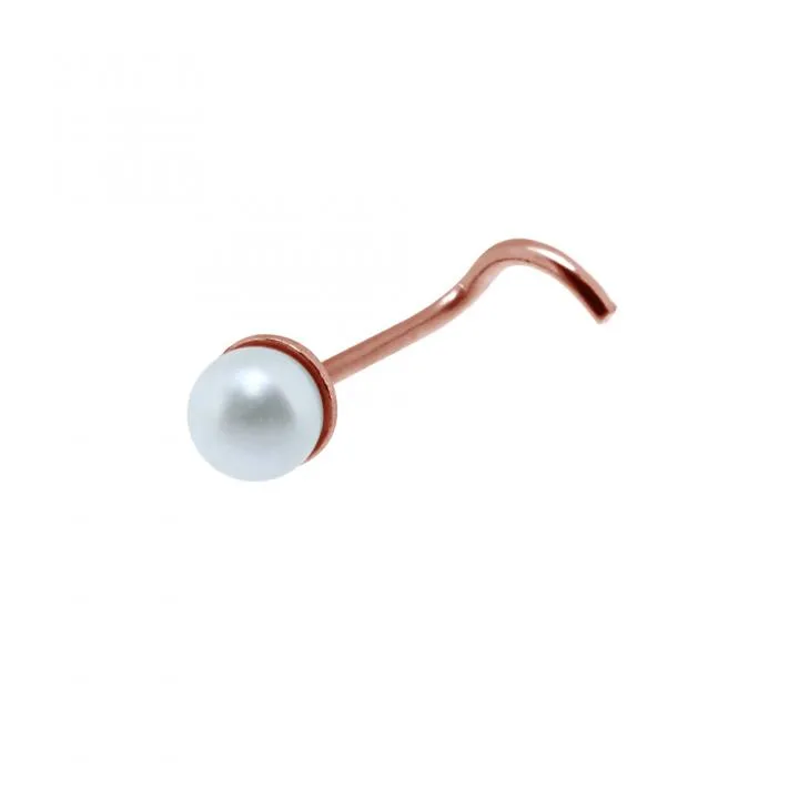 Nasenstecker Spirale Silber 3mm-Perle silberfarbig schwarz goldfarbig roségoldfarbig