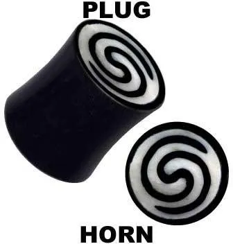 Plug Ohr Piercing Spirale aus Büffelhorn Organic schwarz