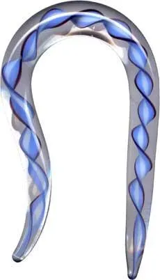 Piercing Dehnungssichel aus Glas Tribal Hook blau Expander Claw