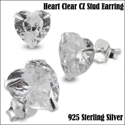 Ohrstecker aus Silber mit eingefasstem 3mm-Kristall Herz