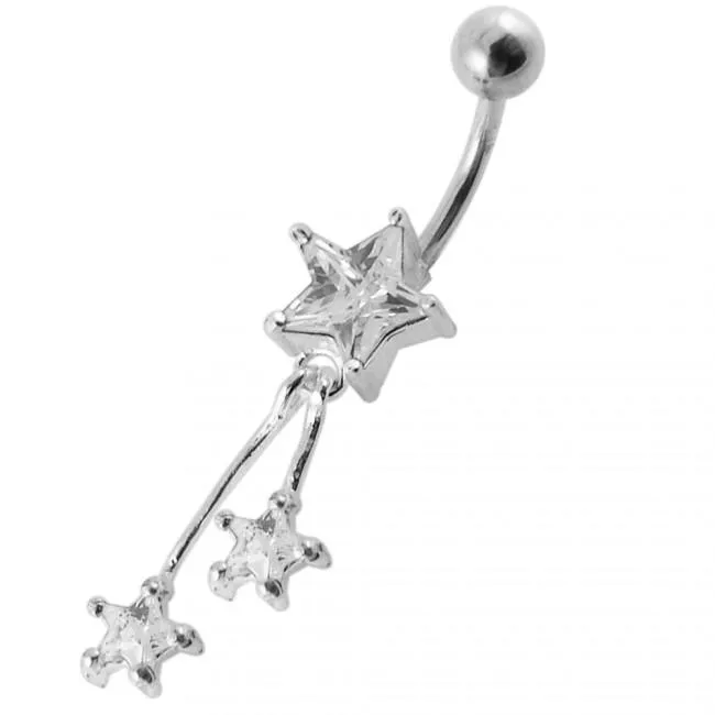 Bauchnabelpiercing Titan 925er Silber-Motiv Sterne