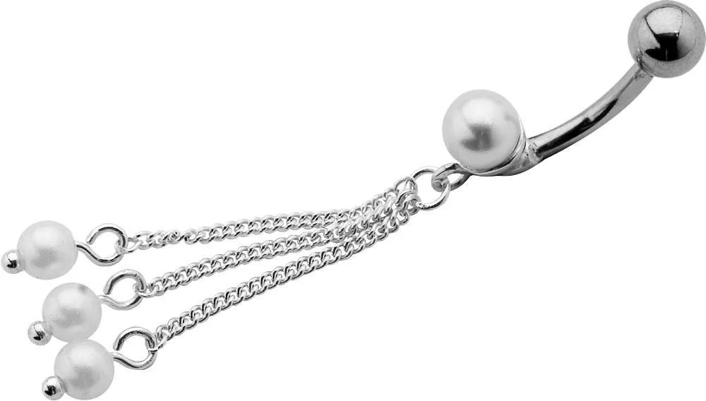 Bauchnabelpiercing Perlen mit Kettchen Stahl Banane 10mm