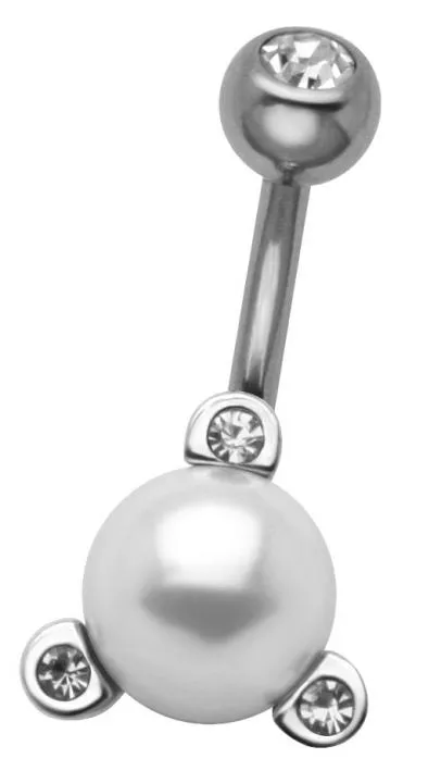Bauchnabelpiercing Perle mit Kristall Steinen Stahl Banane 10mm