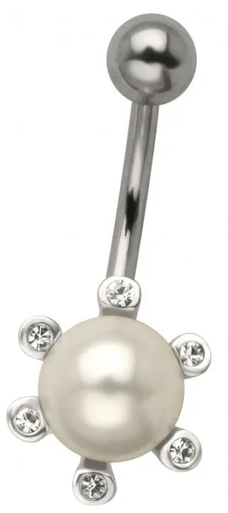 Bauchnabelpiercing Perle mit Kristall Steinen Stahl Banane 10mm