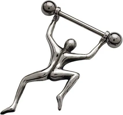 Brustwarzenpiercing mit Motiv aus 925er Silber kletternder Mann